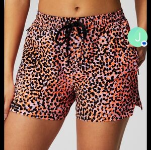 Fabletics The One Orange and Black Leopard Print Shorts XS